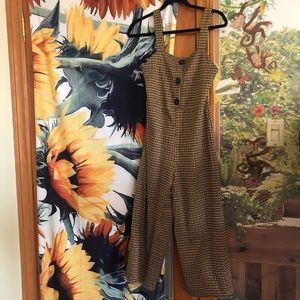 Zara Brown Tweed Jumpsuit